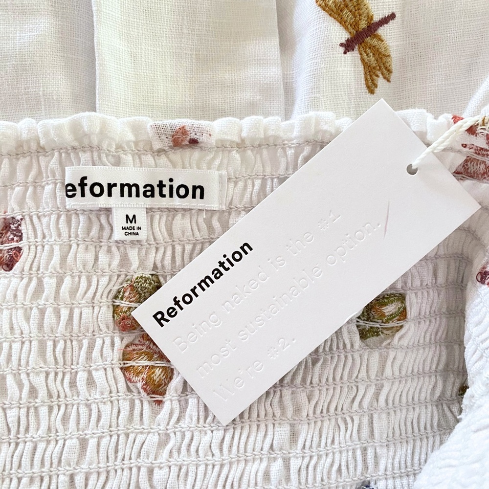 NEW Reformation Greyson Linen Dress Ladybugs Medium - Picture 9 of 17